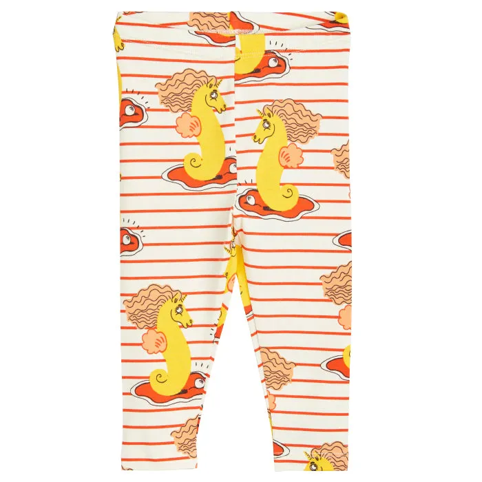 Mini Rodini Baby Unicorn Seahorse Leggings Red Stripes