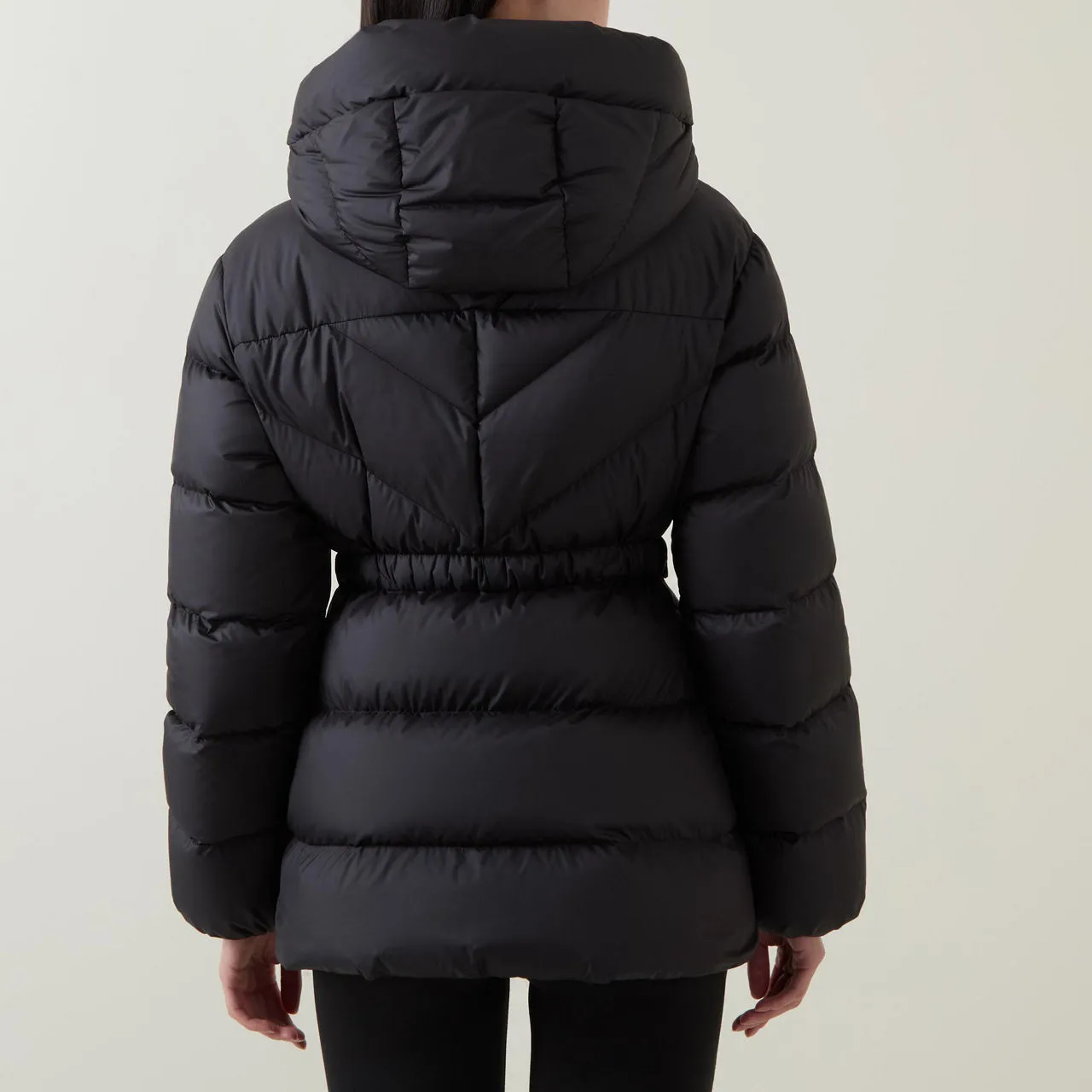 MONCLER Brosse Belted Down Jacket - Black