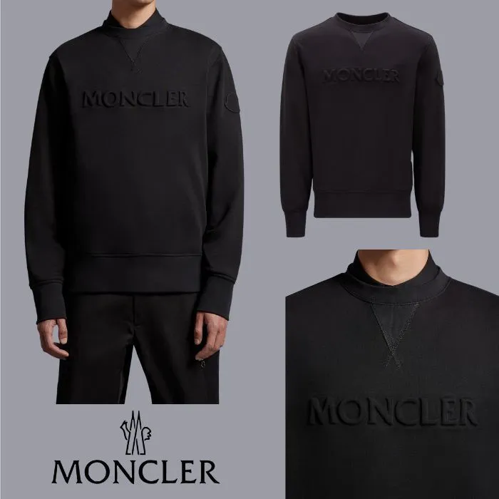 MONCLER  |Unisex Street Style U-Neck Long Sleeves Cotton Logo