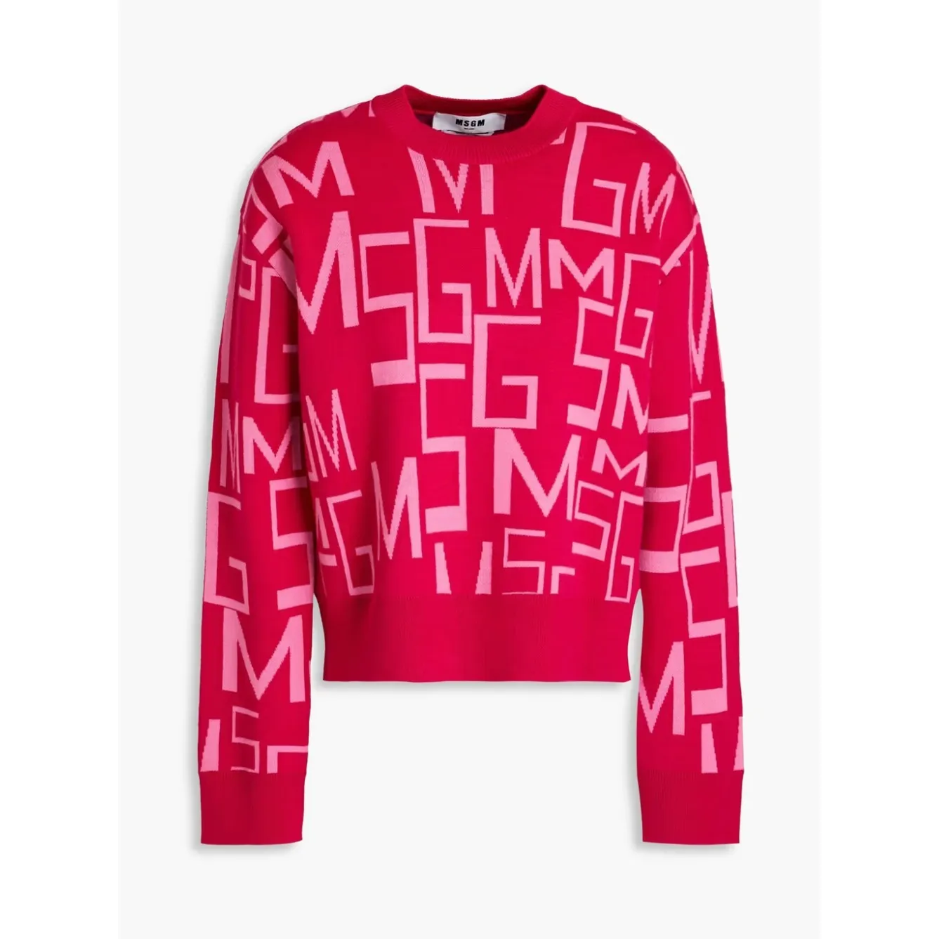 MSGM  |Crew Neck Monogram Wool Street Style Long Sleeves Plain