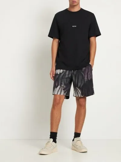 MSGM  |Crew Neck Pullovers Plain Cotton Short Sleeves Logo