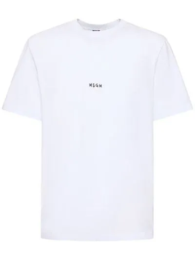 MSGM  |Crew Neck Pullovers Plain Cotton Short Sleeves Logo