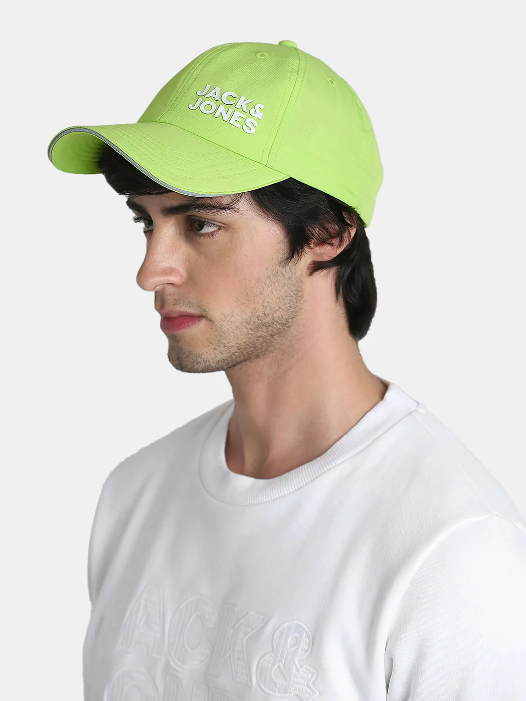 Neon Green Logo Print Activewear Cap