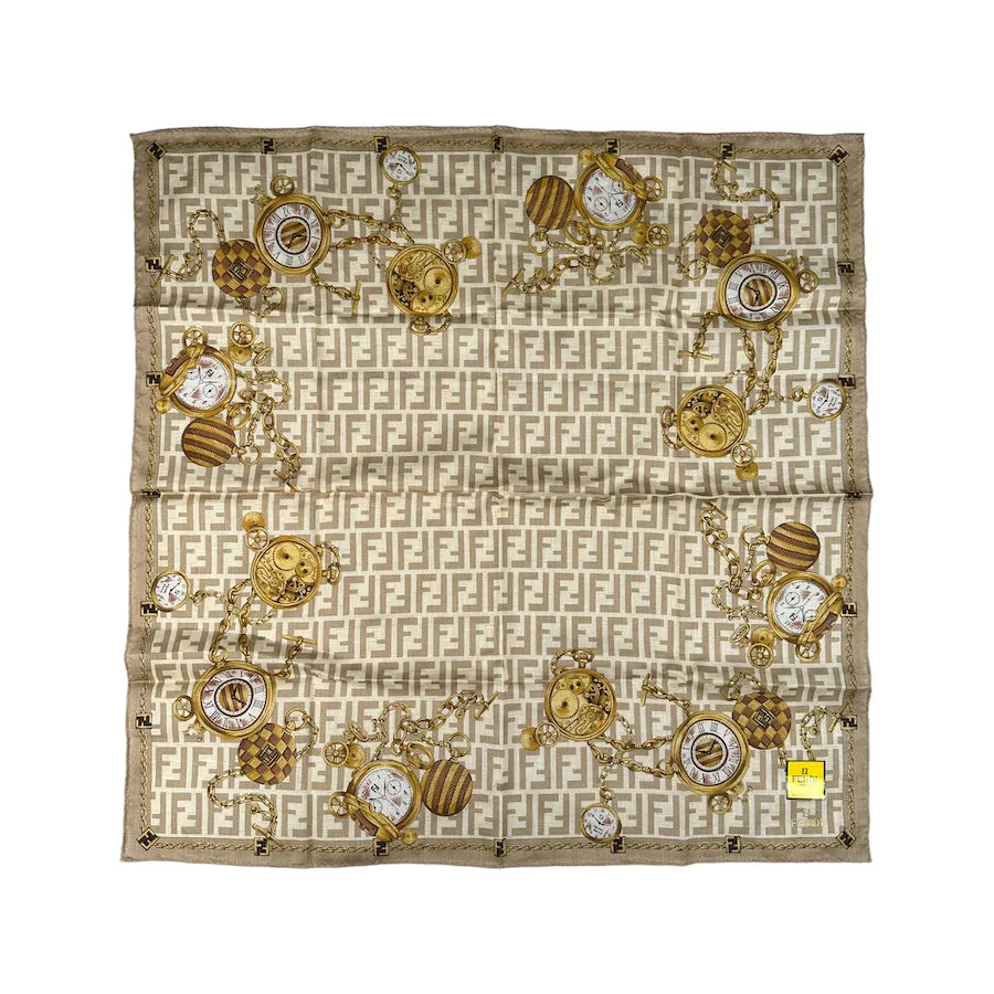 (NEW) FENDI POCKET WATCH MONOGRAM SQUARE SCARF