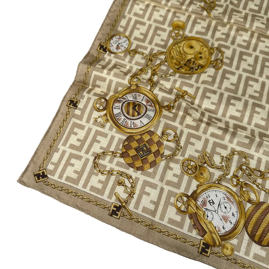 (NEW) FENDI POCKET WATCH MONOGRAM SQUARE SCARF