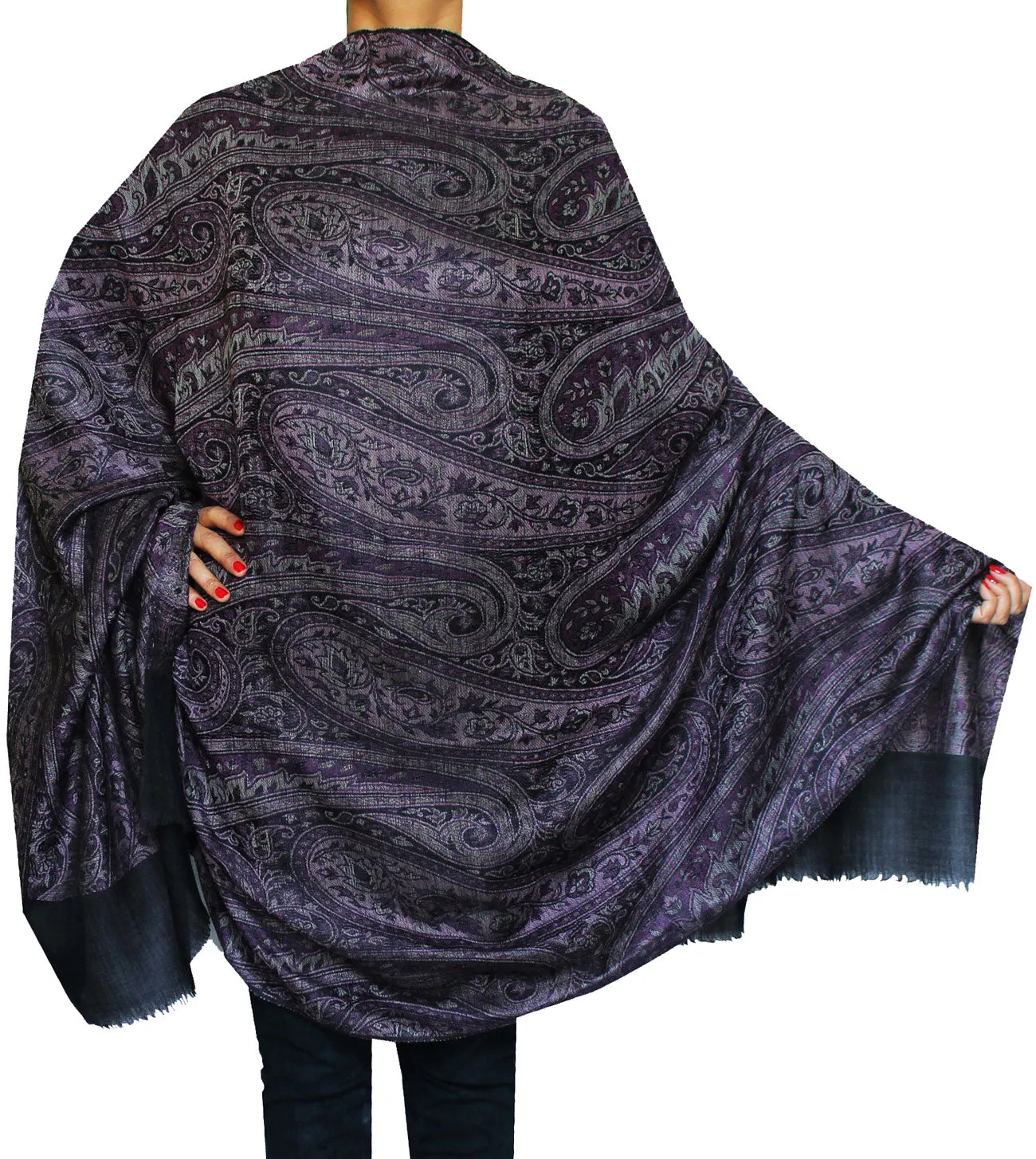 Paisley Women's Wool Wrap Shawl Gift India Clothes (82 x 42 inches)