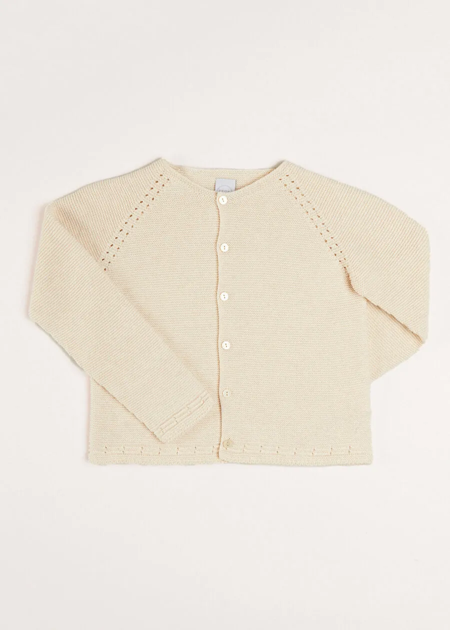 Plain Cardigan in Cream (6mths-10yrs)