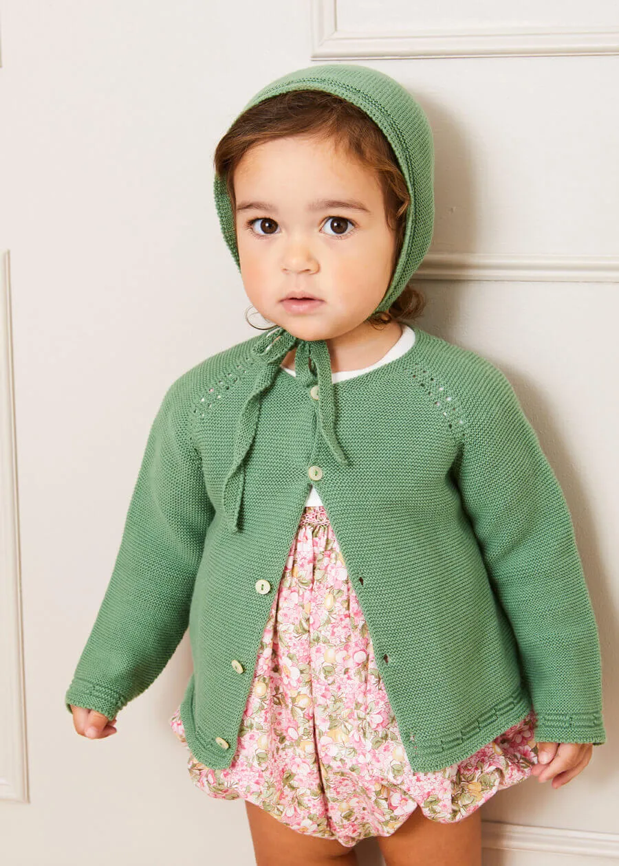 Plain Cardigan in Green (6mths-10yrs)