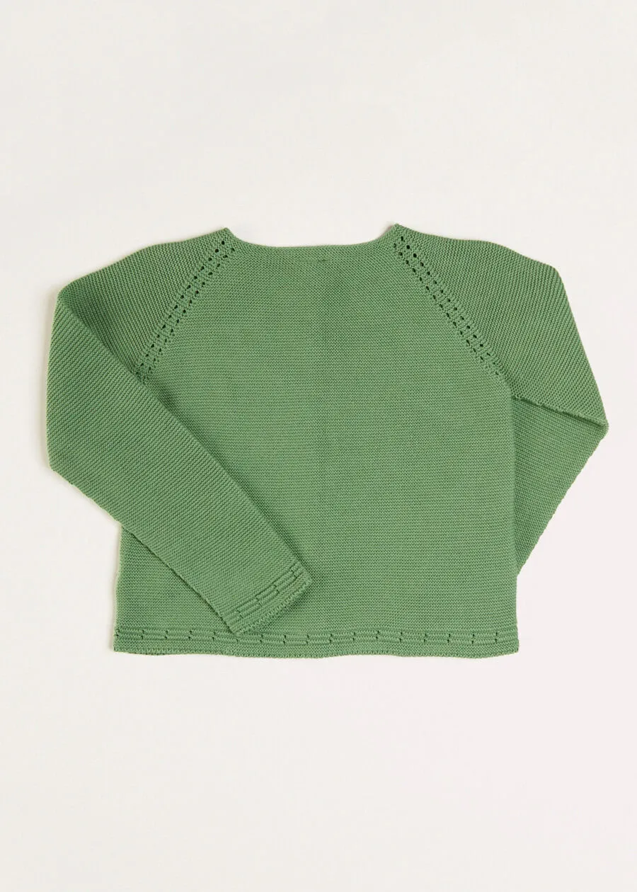 Plain Cardigan in Green (6mths-10yrs)