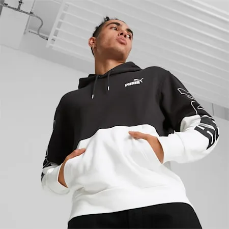 PUMA POWER Colourblock Men's Hoodie | PUMA Black-PUMA White | PUMA Shoes | PUMA 