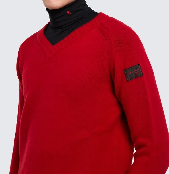 RAF SIMONS  |Pullovers V-Neck Long Sleeves Plain Logos on the Sleeves