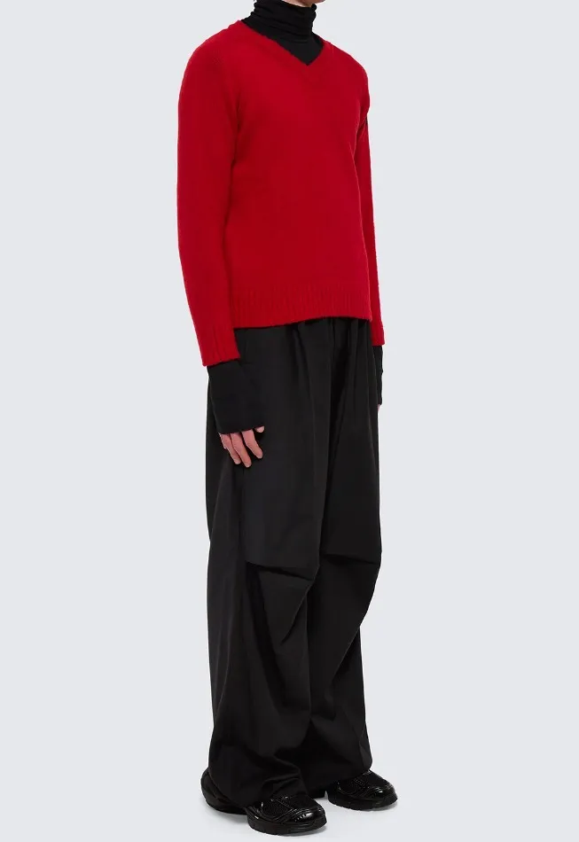 RAF SIMONS  |Pullovers V-Neck Long Sleeves Plain Logos on the Sleeves