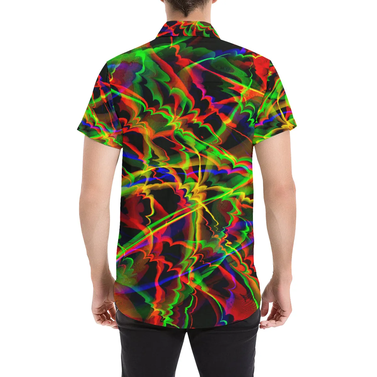 Rainbow Burst Short Sleeve Button Up Shirt