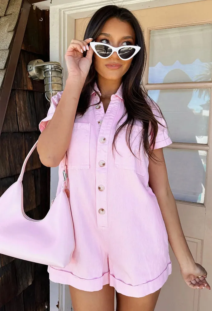 Range Romper-Candy Pink Denim