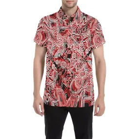 Red Psychedelic Short Sleeve Button Up