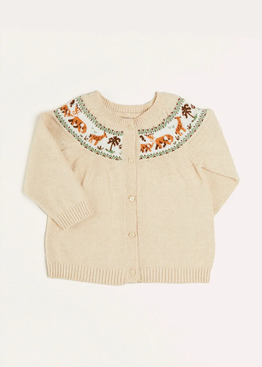 Safari Intarsia Cardigan in Beige (12mths-4yrs)