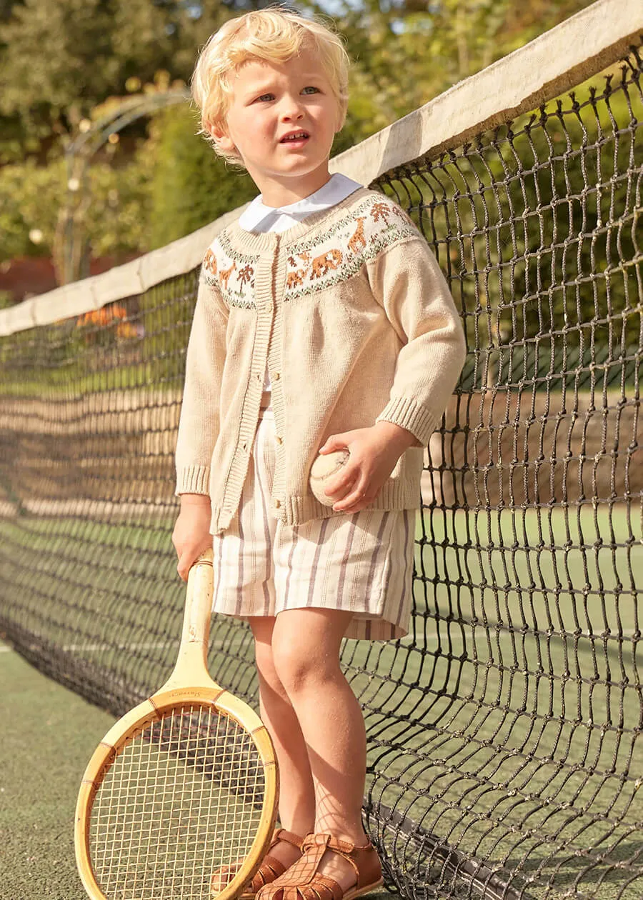 Safari Intarsia Cardigan in Beige (12mths-4yrs)