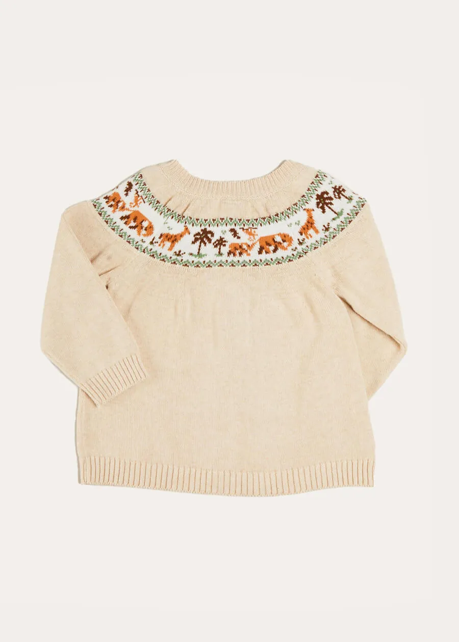 Safari Intarsia Cardigan in Beige (12mths-4yrs)