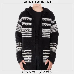 Saint Laurent  |BAJA CARDIGAN IN STRIPED MOHAIR