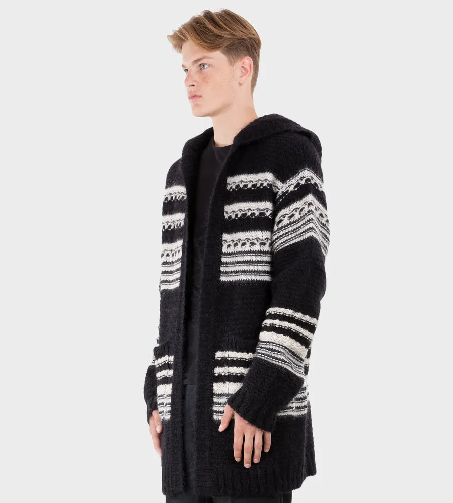 Saint Laurent  |BAJA CARDIGAN IN STRIPED MOHAIR