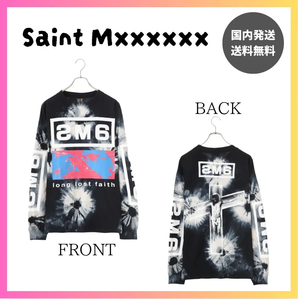 Saint Mxxxxxx  |Unisex Street Style Tie-dye Long Sleeves Cotton