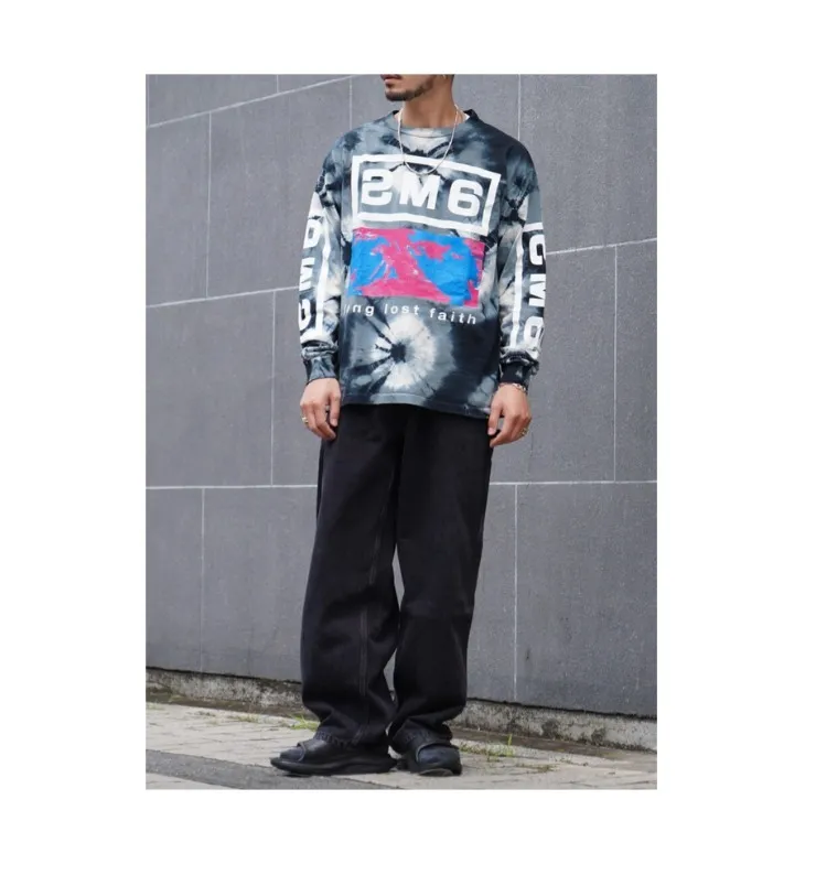 Saint Mxxxxxx  |Unisex Street Style Tie-dye Long Sleeves Cotton