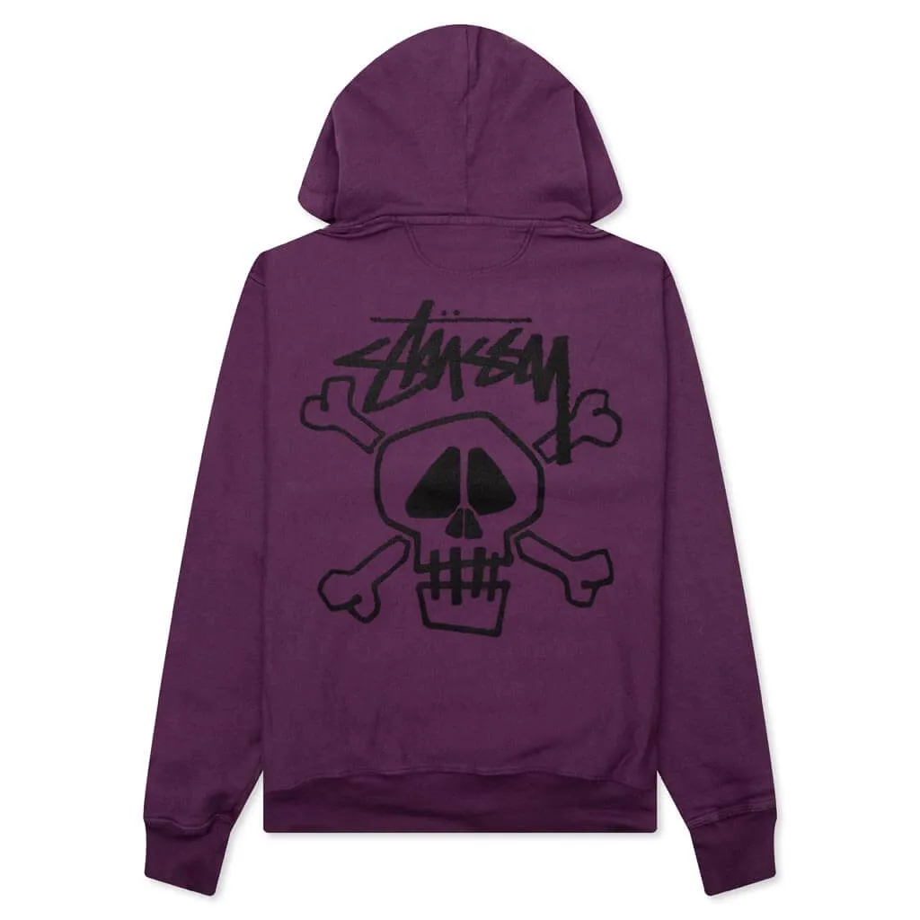 Skull & Bones Pigment Dyed Hood - Purple