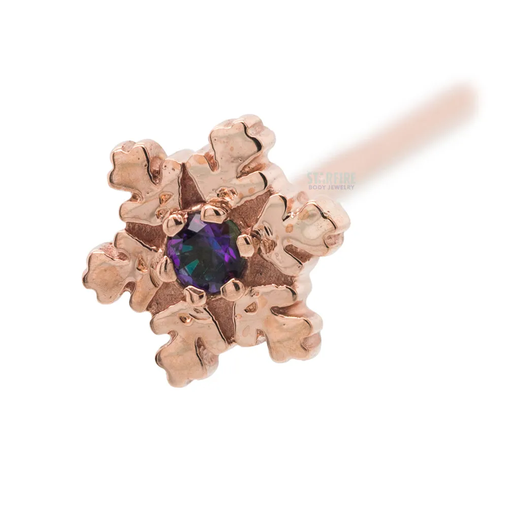 Snowflake Nostril Screw in Gold with Mystic Topaz