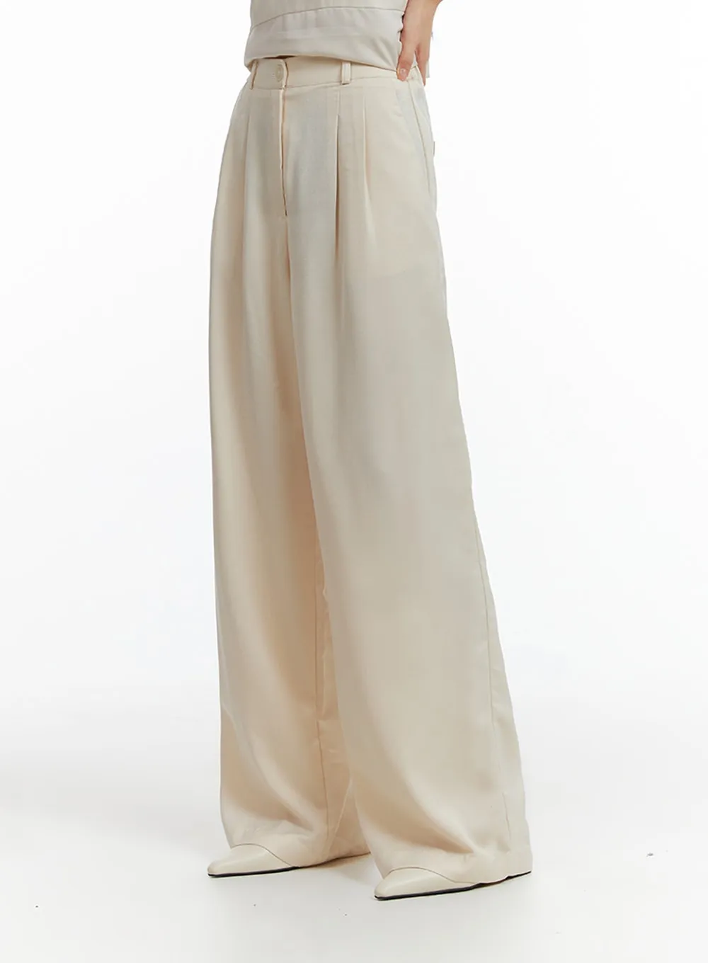 Solid Wide Leg Trousers IF402