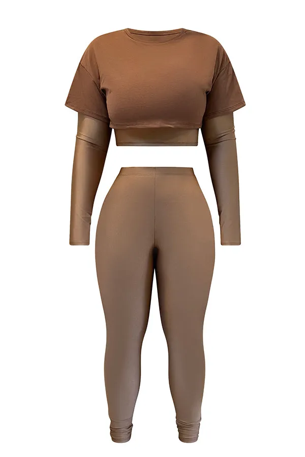 Sorella Double Tee & Legging Set Mocha