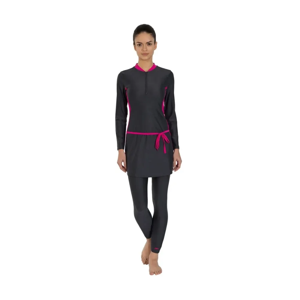 Speedo Women's 2Pc Full Body Suit (Oxid Grey/Electric Pink)