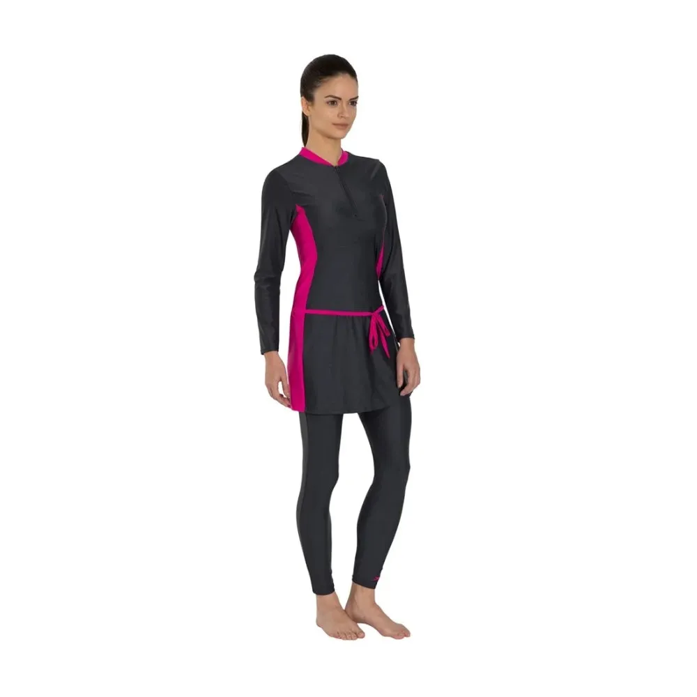 Speedo Women's 2Pc Full Body Suit (Oxid Grey/Electric Pink)