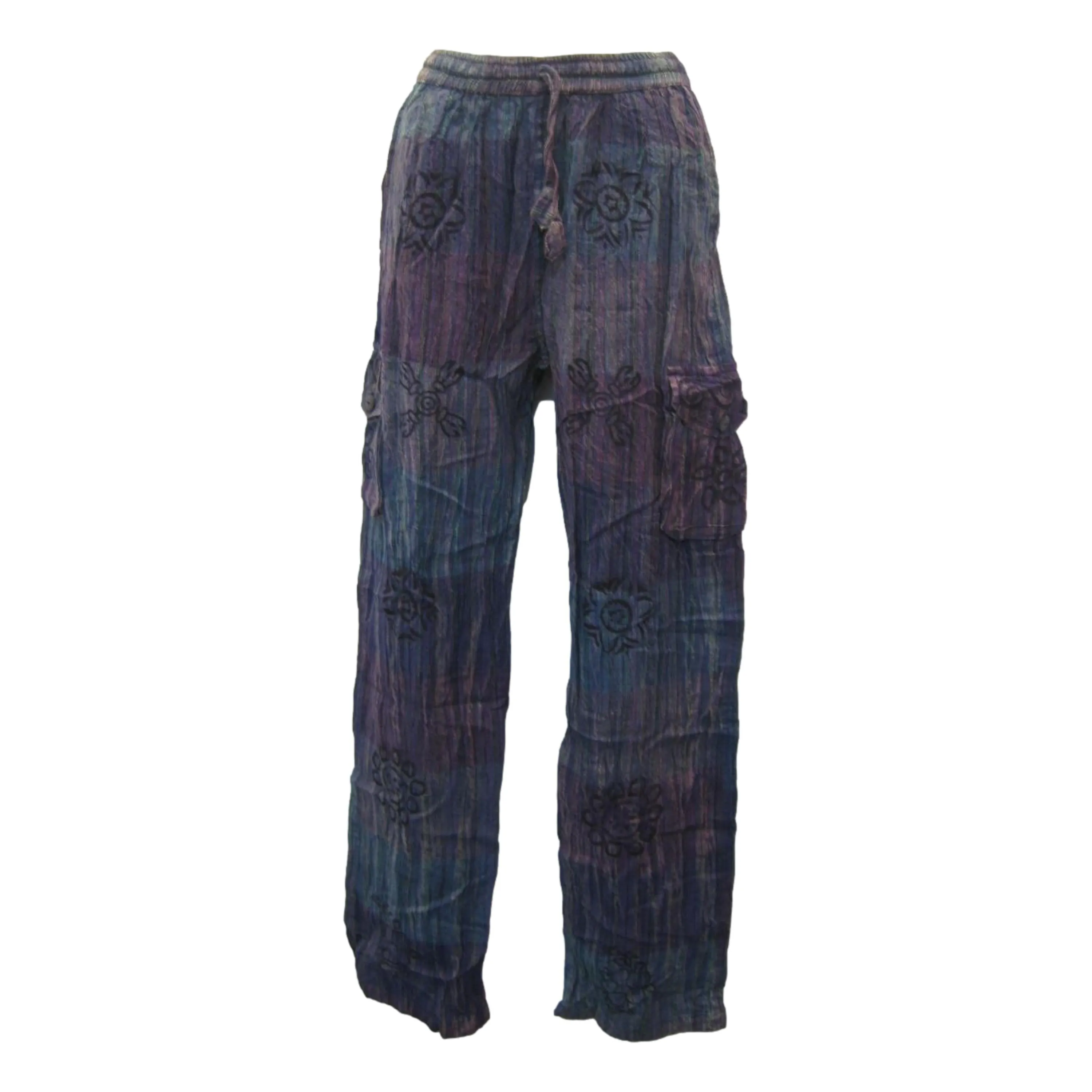 Stonewashed Cargo Print Pants