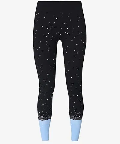 Sweaty Betty Womens Blue Snowflake Snowflake base layer stretch-woven leggings