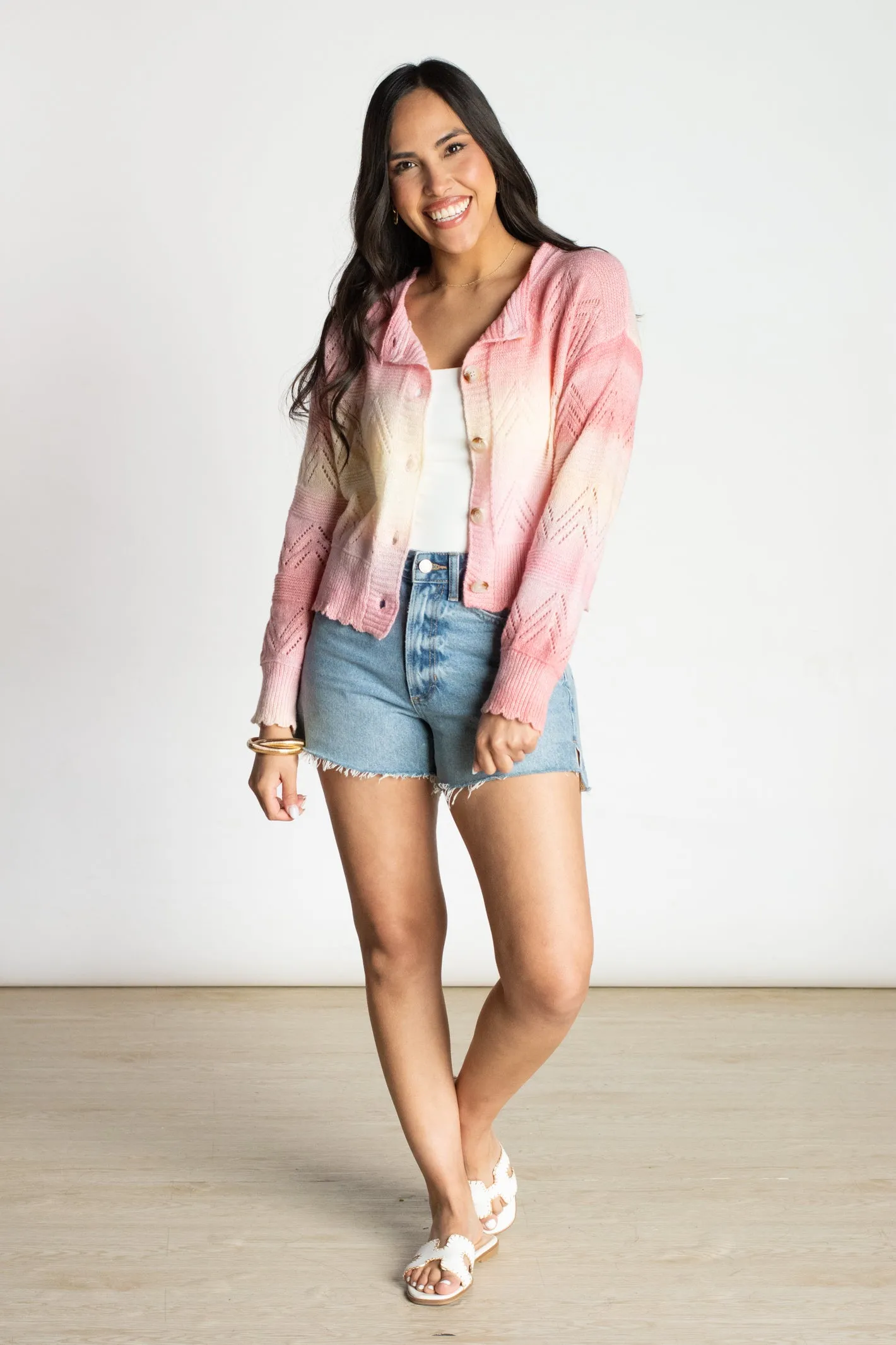 Taking a Risk Pink Knit Cardigan Top