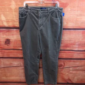 TALBOTS GRAY HIGH WAIST STRAIGHT LEG CORDUROY PANTS SIZE 12 PETITE TCC