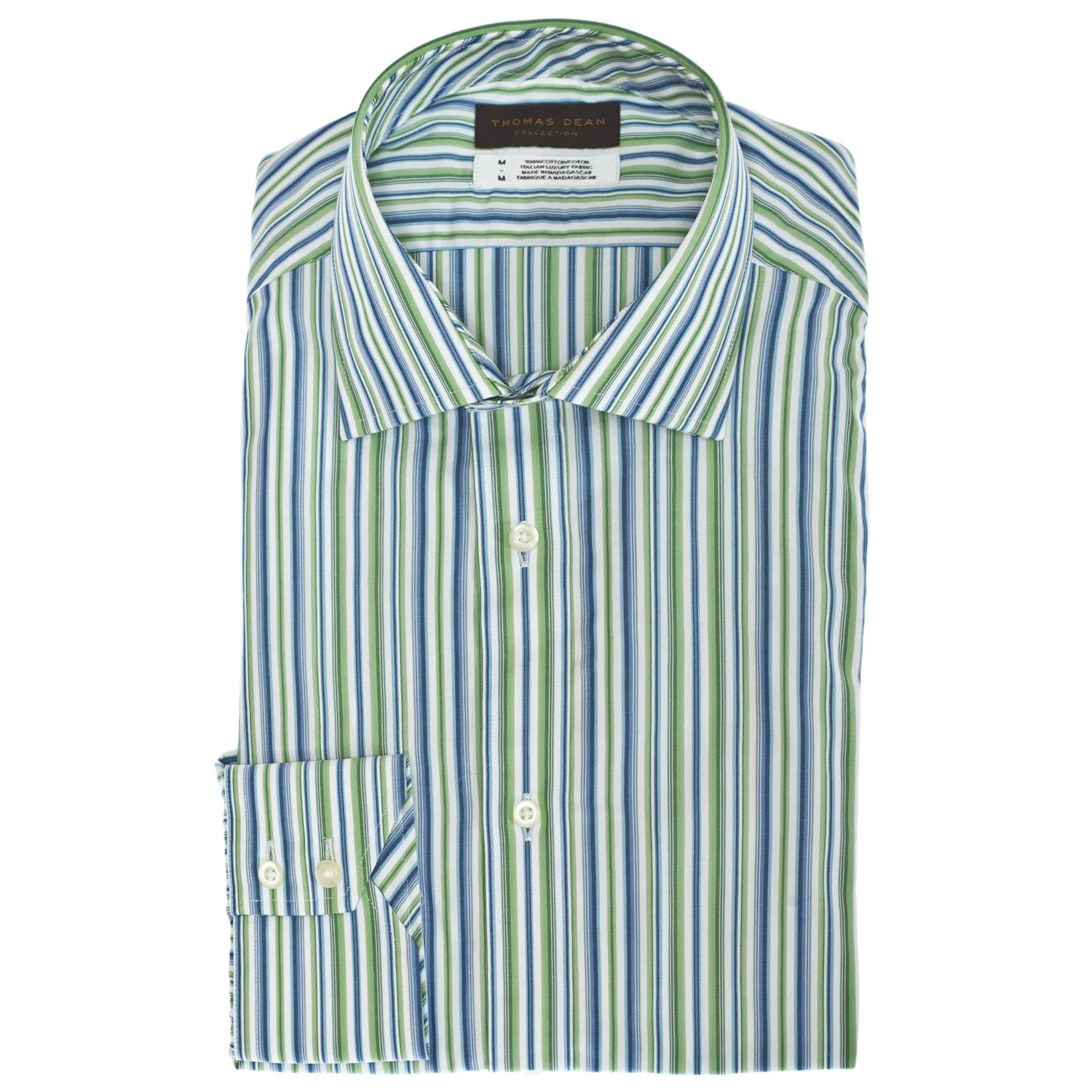 TD Collection Green Stripe Button Down Sport Shirt