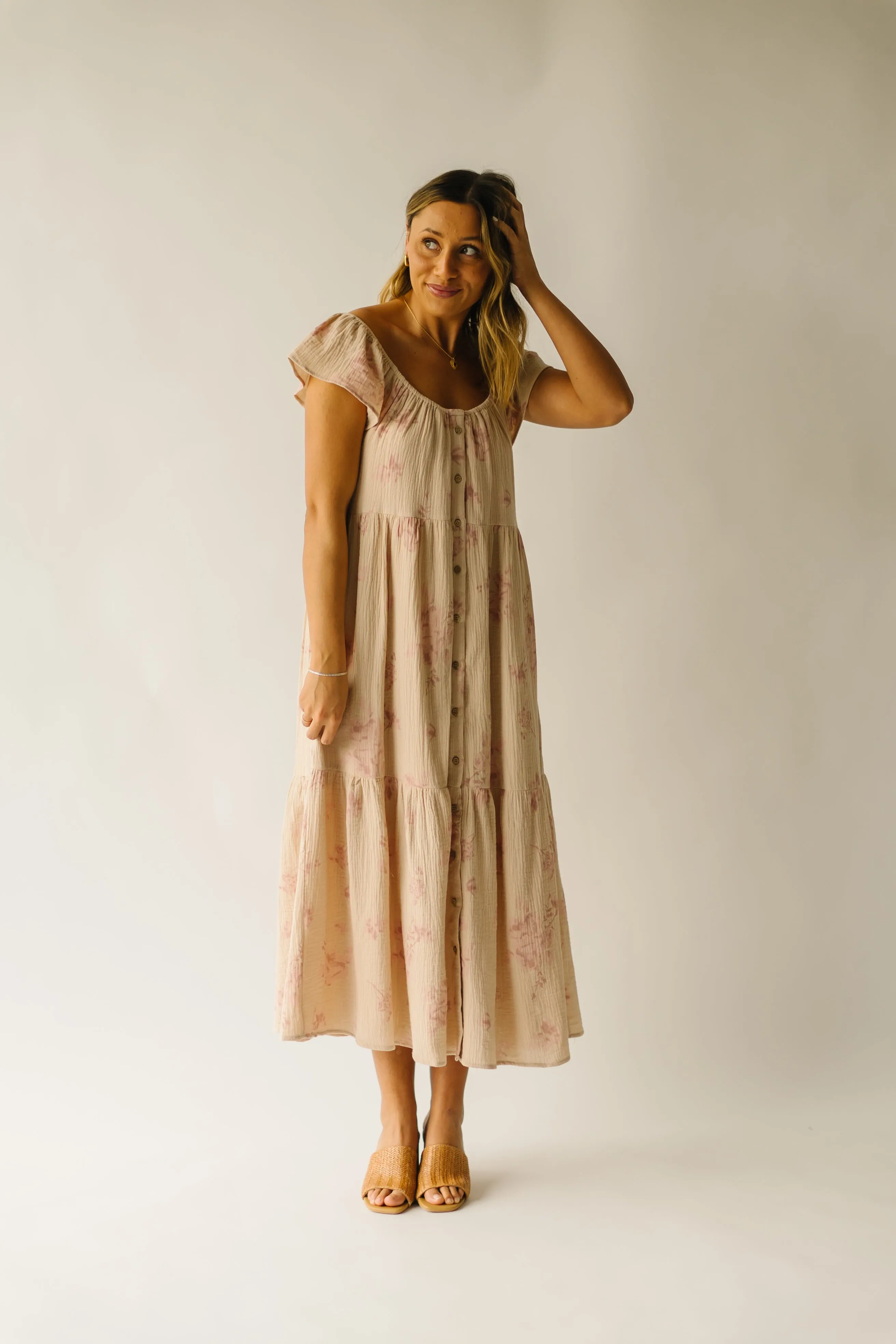 The Ferriday Button Down Midi Dress in Mauve