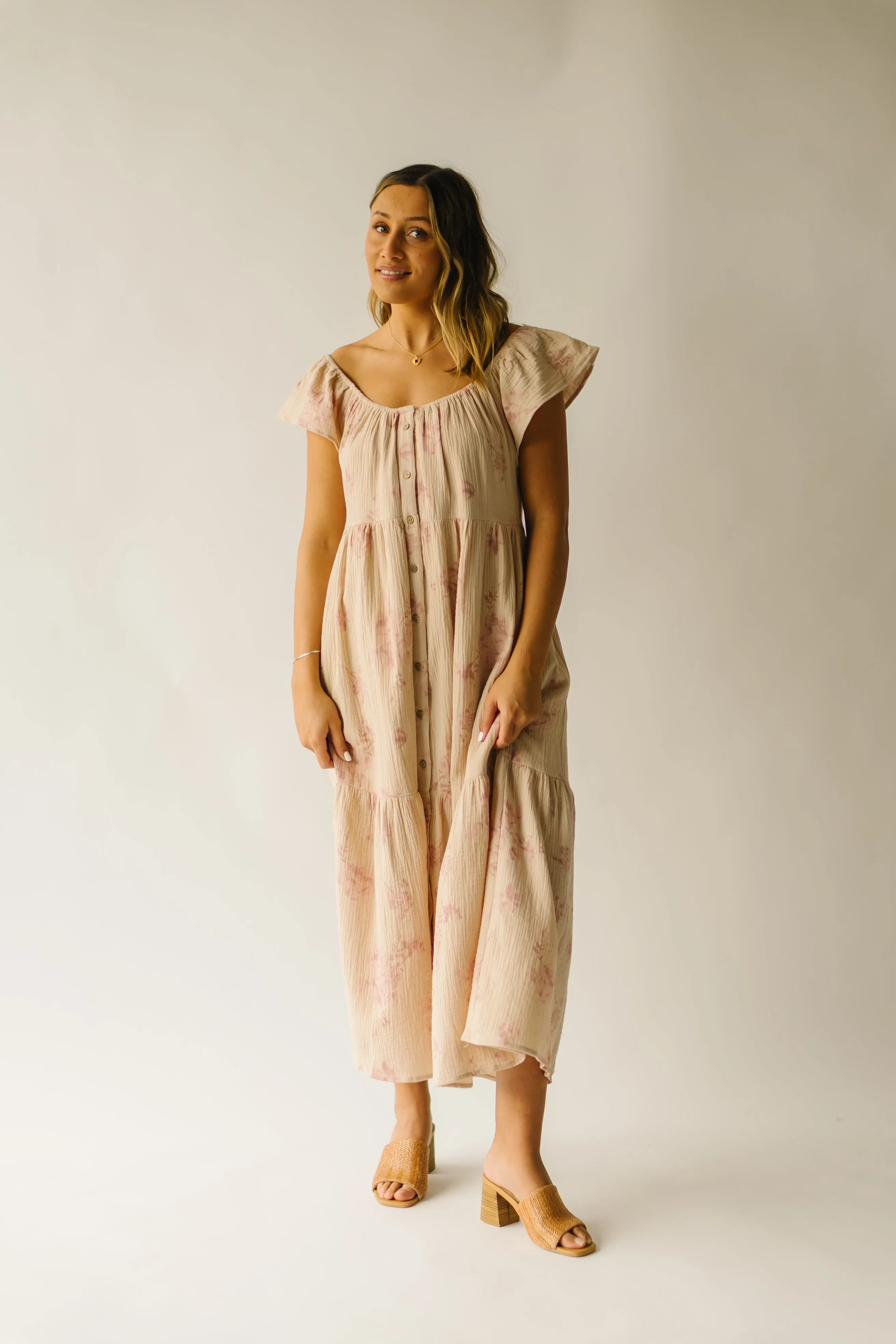 The Ferriday Button Down Midi Dress in Mauve