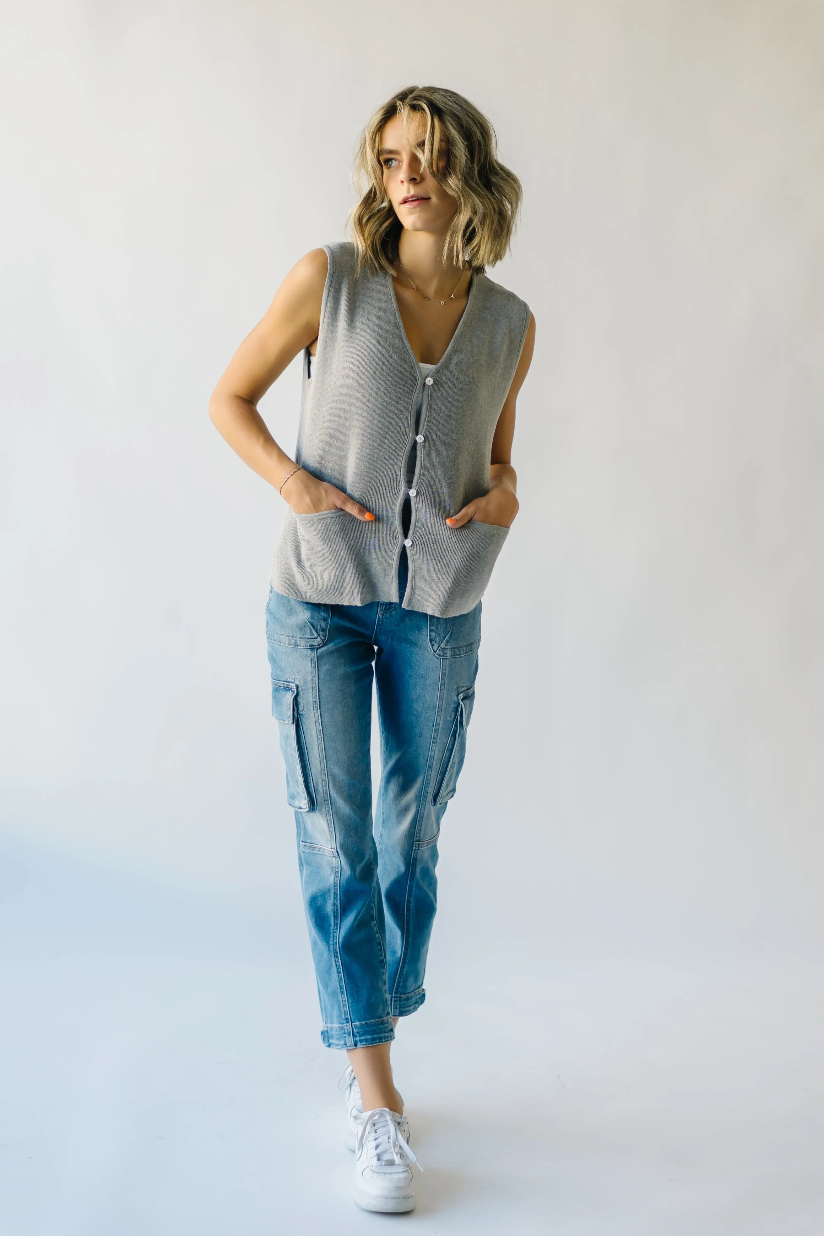 The Tilton Button-Down Vest in Heather Grey