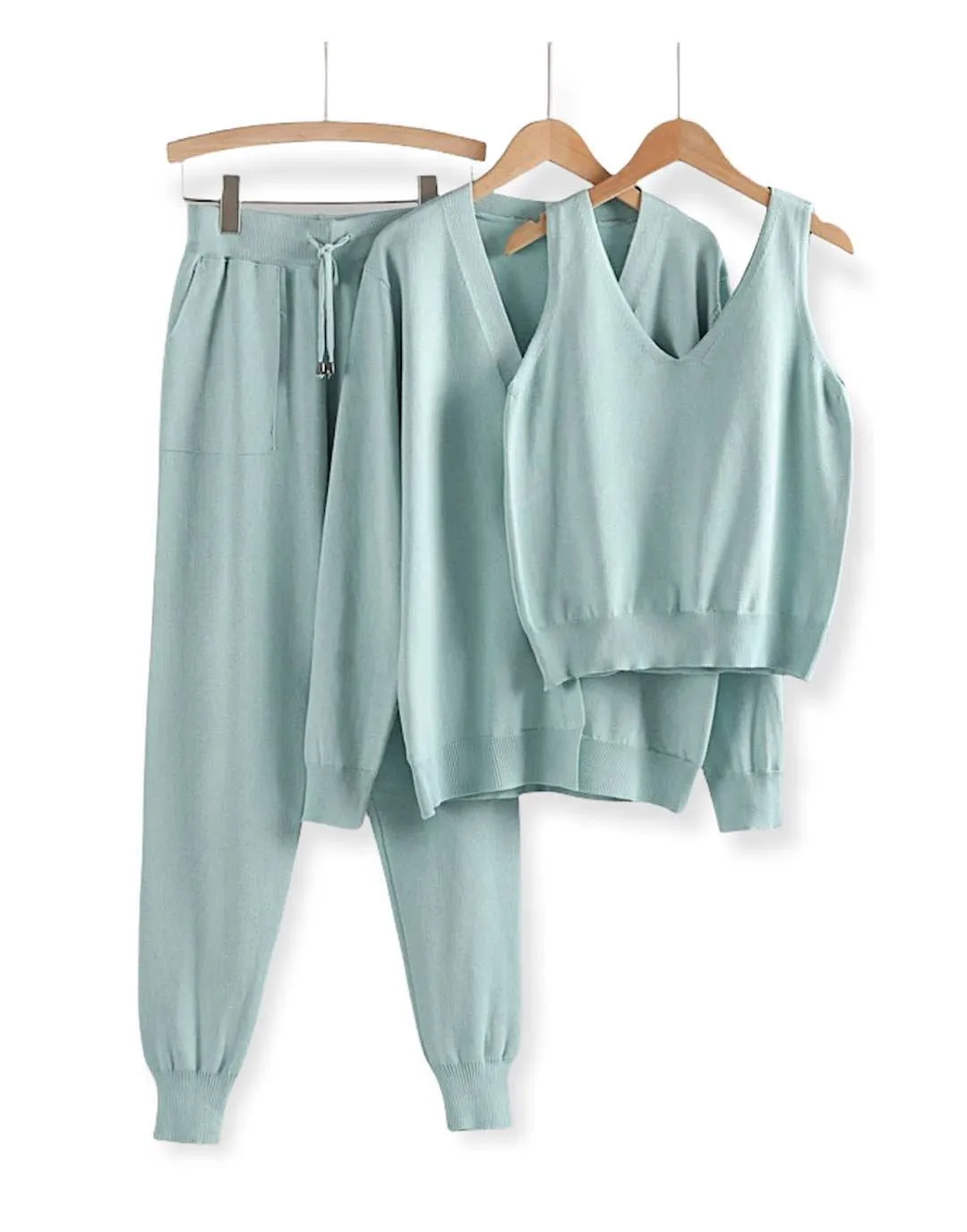 Three Piece Camisole Cardigan Trousers Set