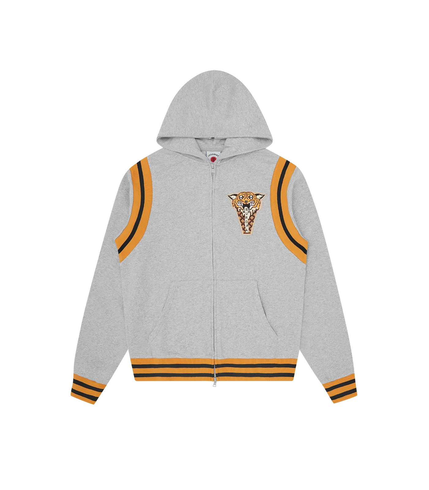 TIGER ZIP-THROUGH HOOD - HEATHER GREY