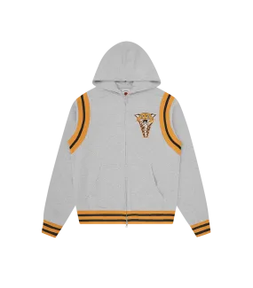 TIGER ZIP-THROUGH HOOD - HEATHER GREY