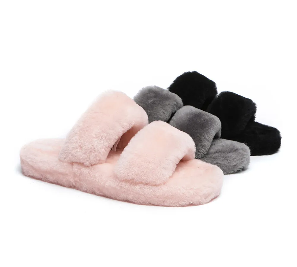 UGG Australian Shepherd Double Strap Fluffy Slides Women Jessica