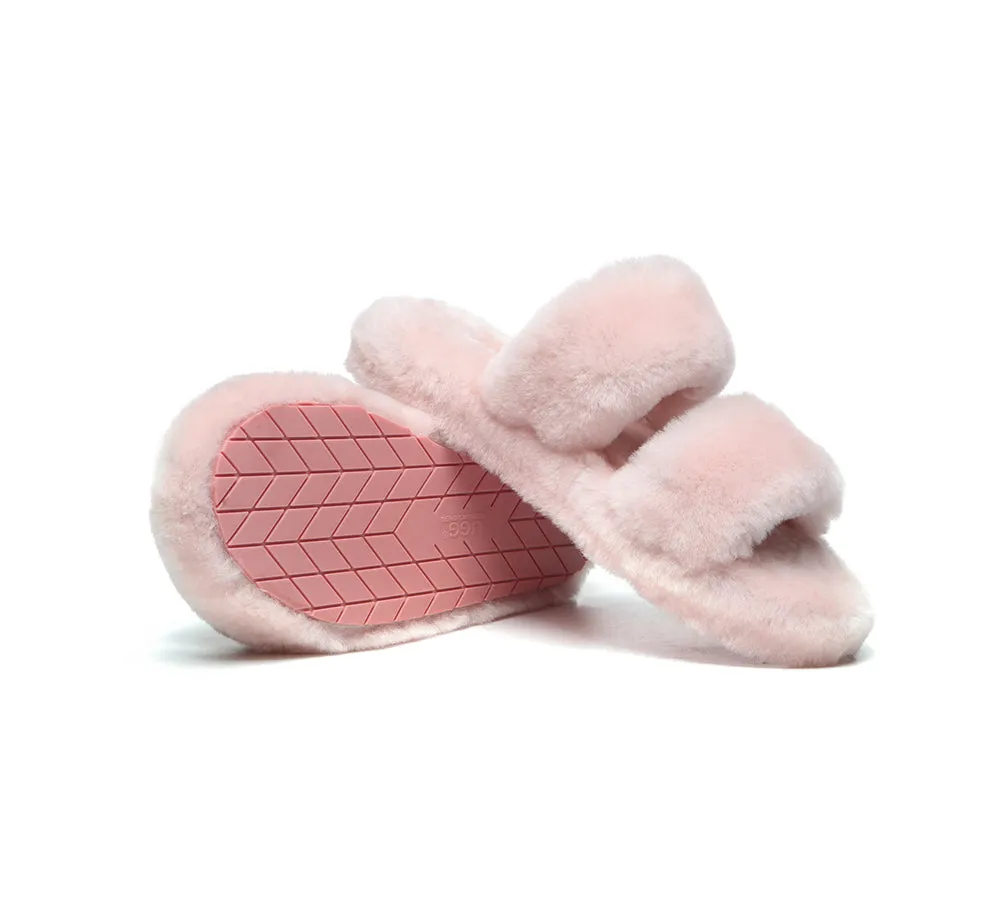 UGG Australian Shepherd Double Strap Fluffy Slides Women Jessica