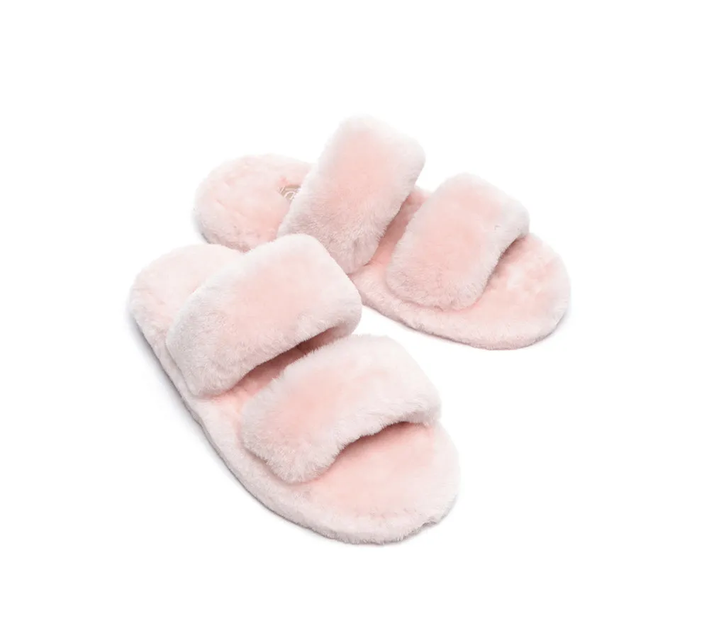 UGG Australian Shepherd Double Strap Fluffy Slides Women Jessica