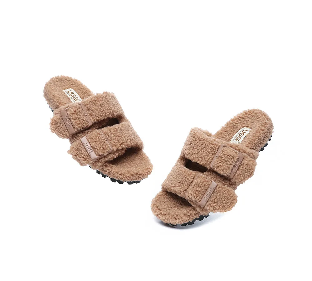 UGG AUSTRALIAN SHEPHERD Women Shearling Buckle Sandal Slides Jennie