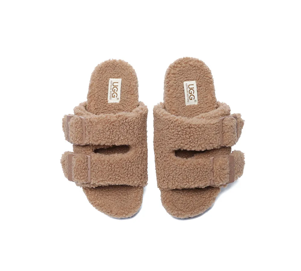 UGG AUSTRALIAN SHEPHERD Women Shearling Buckle Sandal Slides Jennie