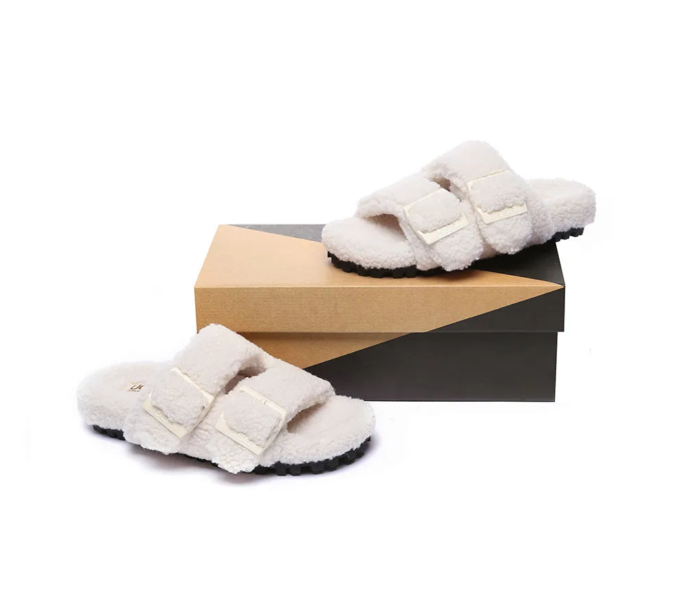 UGG AUSTRALIAN SHEPHERD Women Shearling Buckle Sandal Slides Jennie