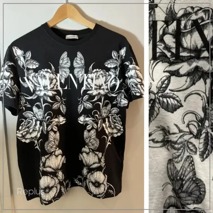 VALENTINO  |Crew Neck Pullovers Flower Patterns Unisex Short Sleeves